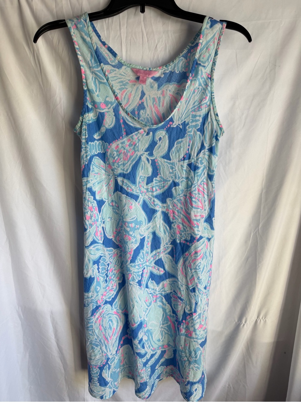 Lilly Pulitzer Patterson Dress Bay Blue Into the Deep Sz XS 100% Linen